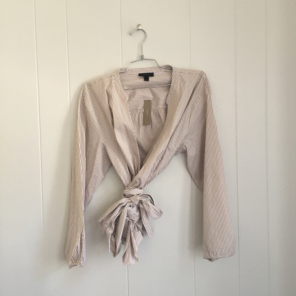 NWOT J.Crew Cotton Striped Wrap Top